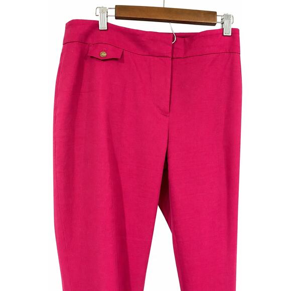 LOFT Julie Pink Ankle Pants Women 12 Barbiecore Preppy Officecore Career Stretch - Picture 3 of 7